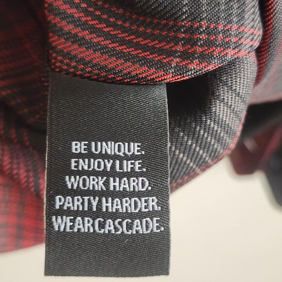 Cascade Shirt Mens XL Red Black Plaid Long Sleeve Button Front Pockets - Picture 6 of 11
